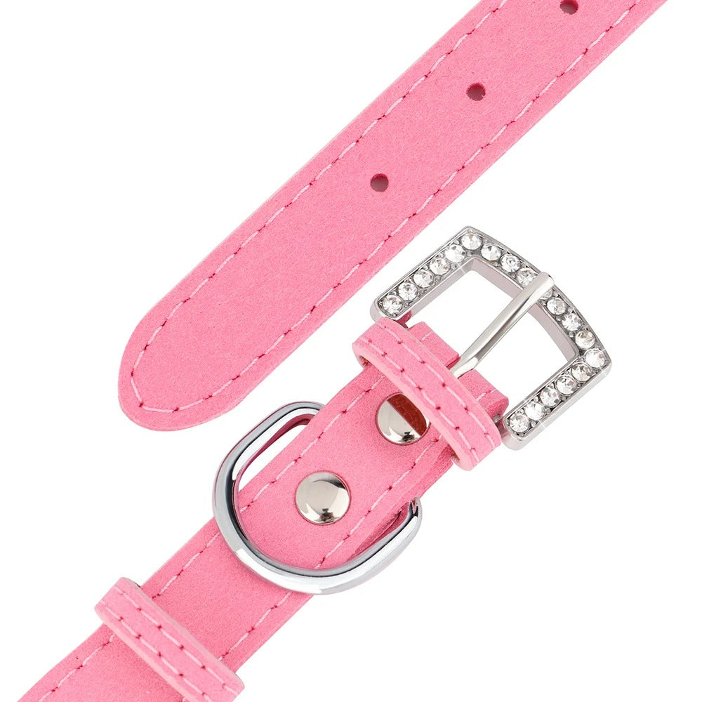 Pink Leather Cat Collar